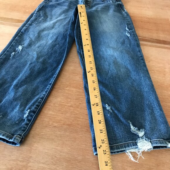 Judy Blue Wide Leg Jean Women 1/25 Blue Button Fly Distressed Mid Rise Stretch - Picture 7 of 14